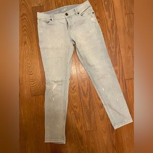 Cute blue and white striped pants, skinny straight leg